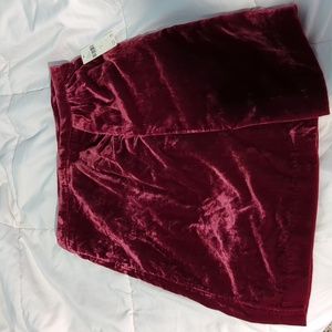Anthropologie Raspberry Montie Velvet Mini Skirt